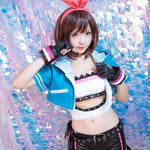 Load image into Gallery viewer, Kizuna AI Cosplay Costume AI Youtuber Outfit Short Hair Look Blue Costume
