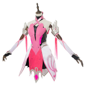 OW Cosplay Mercy Angela Ziegler Costumes Adult Women Outfit Pink