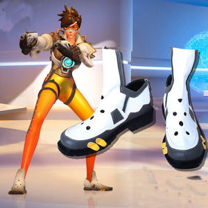 OW Tracer Lena Oxton Overwatch Cosplay Shoes Battle Boots Custom Made