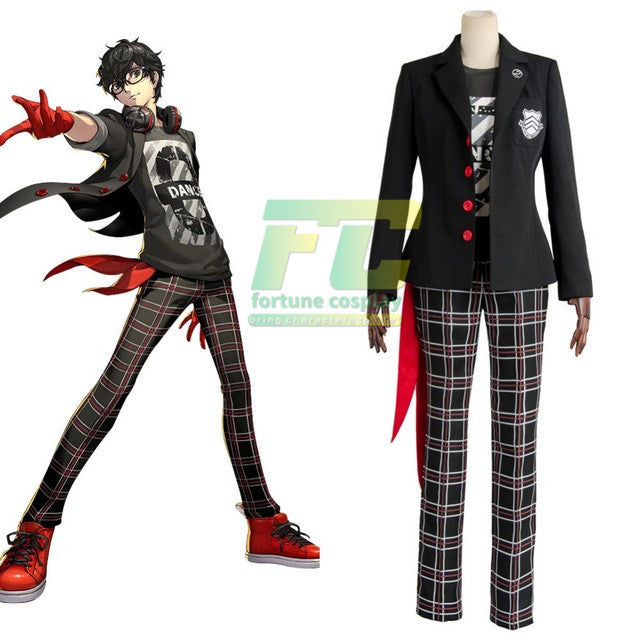 Persona 5 Dancing Star Night Joker Protagonist Akira Kurusu Cosplay Costume Outfit