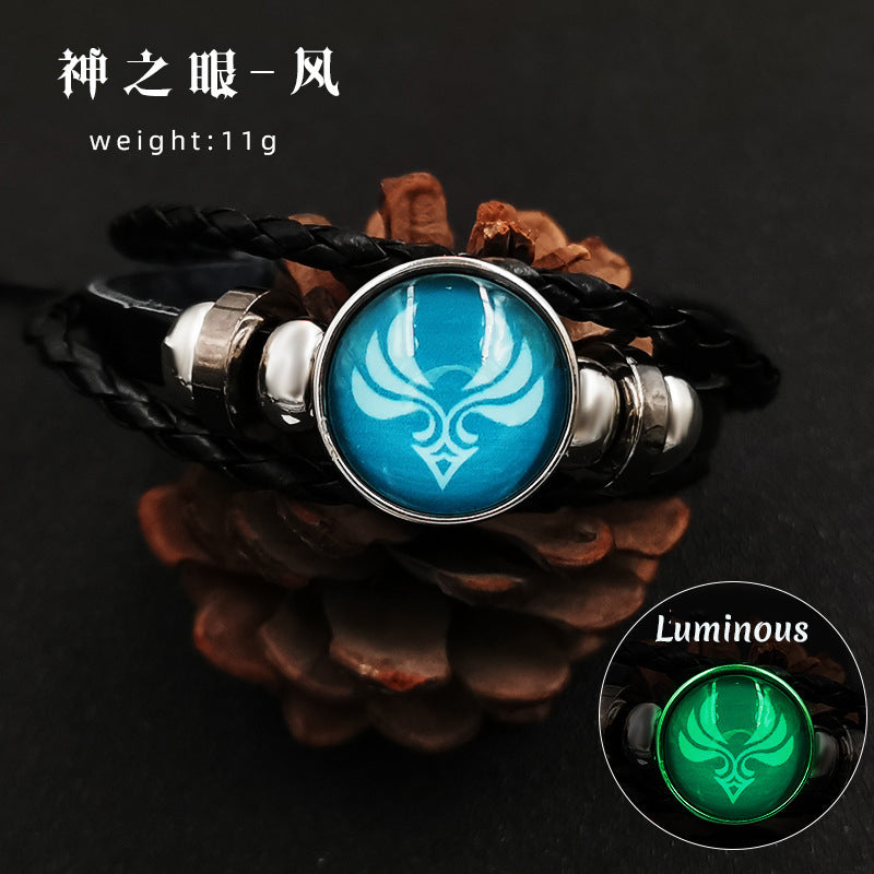 Genshin Impact Vision Bracelet Luminous Ajustable Leather Genshin Impact Element Bracelet Gift