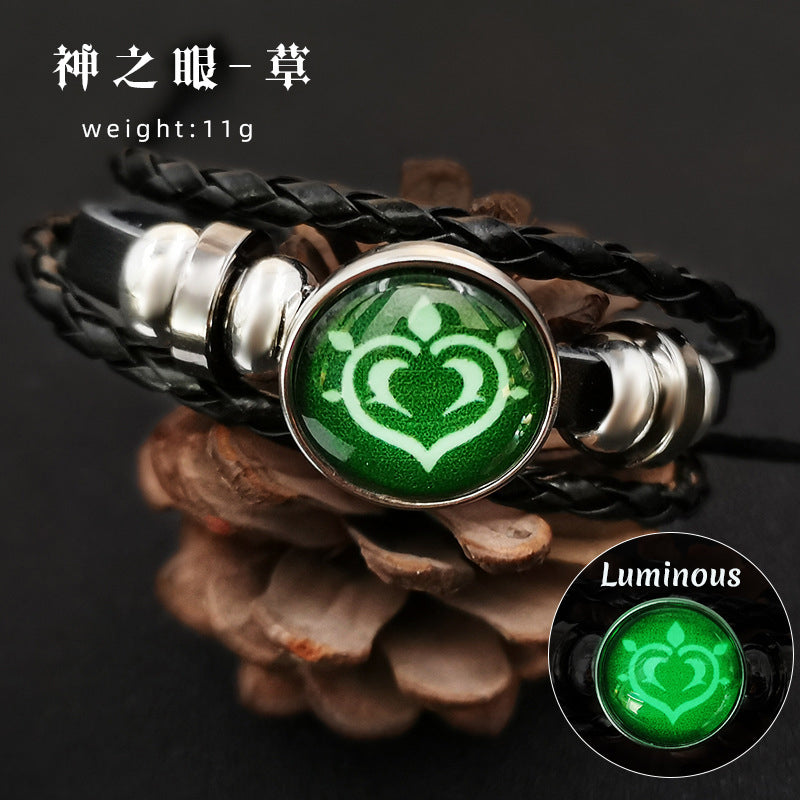 Genshin Impact Vision Bracelet Luminous Ajustable Leather Genshin Impact Element Bracelet Gift