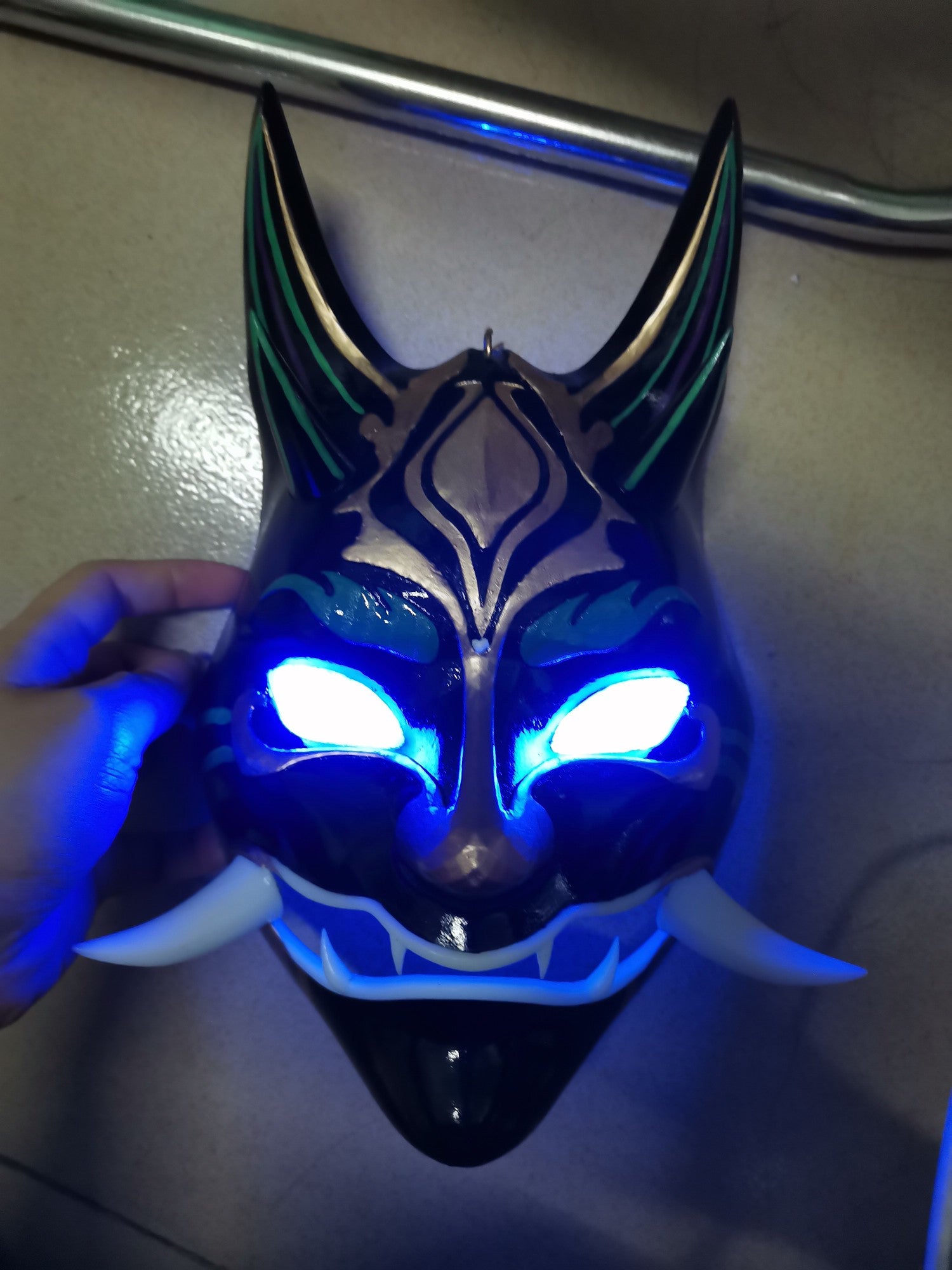 Yasha Xiao Mask Game Genshin Impact Cosplay Accessories 25CM Glowing Mask Halloween Luminous Adult PropsAnime Resin Gift Kids Toys
