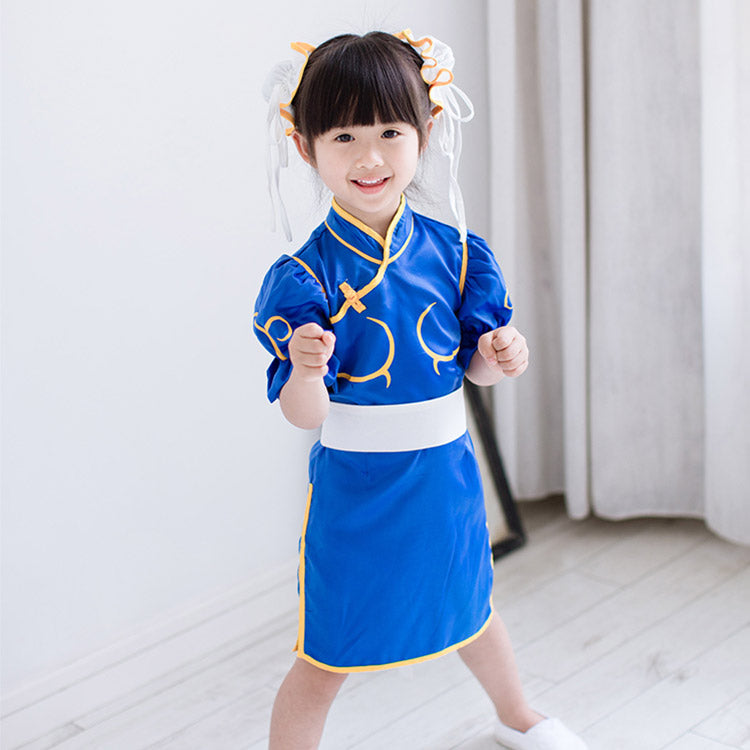 Street Fighter Chun Li Chunli Blue Dress Outfit Cosplay Costume