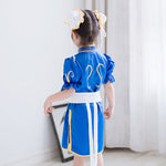 Load image into Gallery viewer, Street Fighter Chun Li Chunli Blue Dress Outfit Cosplay Costume custom Child Kid size
