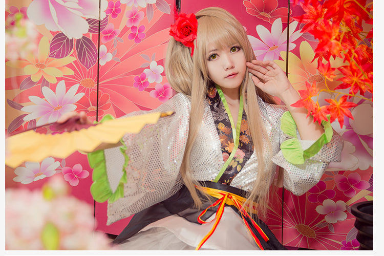 Love Live! 9 Roles Kaguya No Shiro De Odoritai Kimono Cosplay Costume With Fan