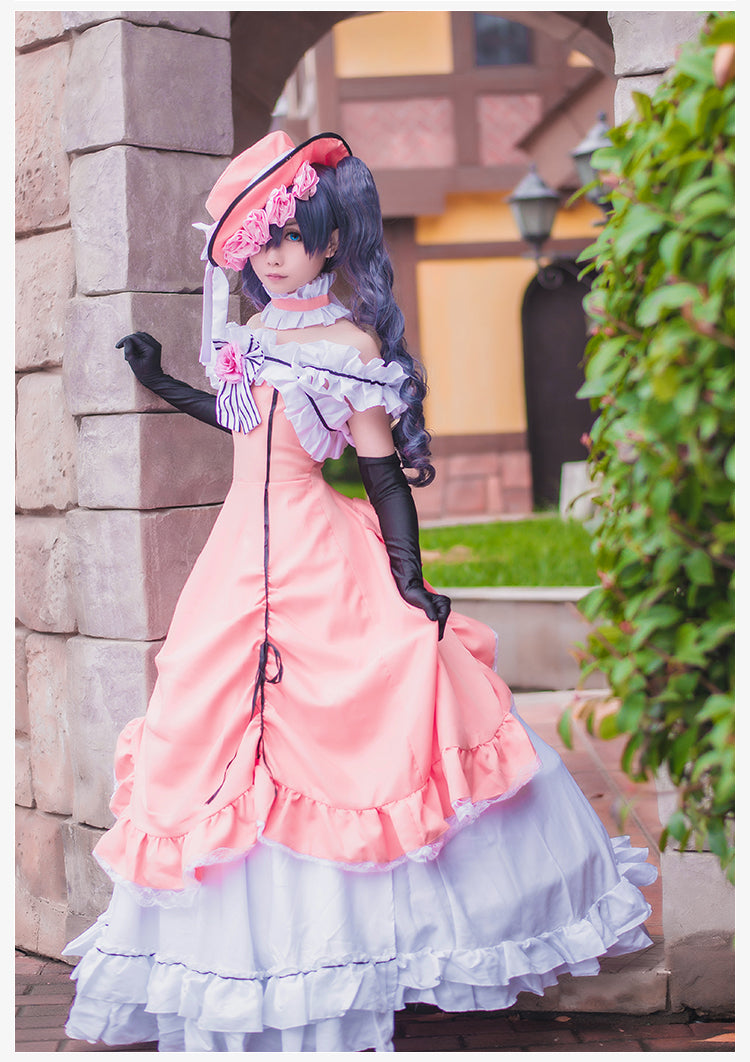 Black Butler Ciel Phantomhive Kuroshitsuji Pink Lolita Cosplay Costume Dress