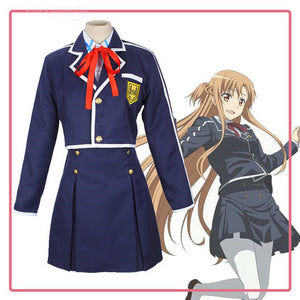Sword Art Online SAO Yuuki Asuna School Uniform Coat Shirt Skirt Anime Outfit Cosplay Costumes