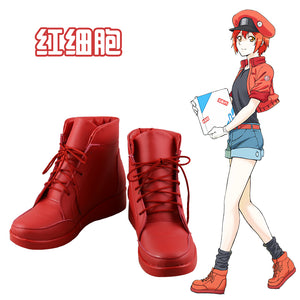 Cells at Work Hataraku Saibou Erythrocite Red Blood Cell Cosplay Shoes Boots