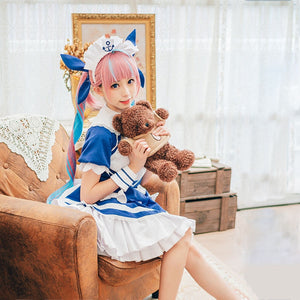Vtuber Minato Aqua Cosplay Costume Women Cute Maid Dress Halloween Carnival Party Uniforms YouTuber Outfits Custom Made