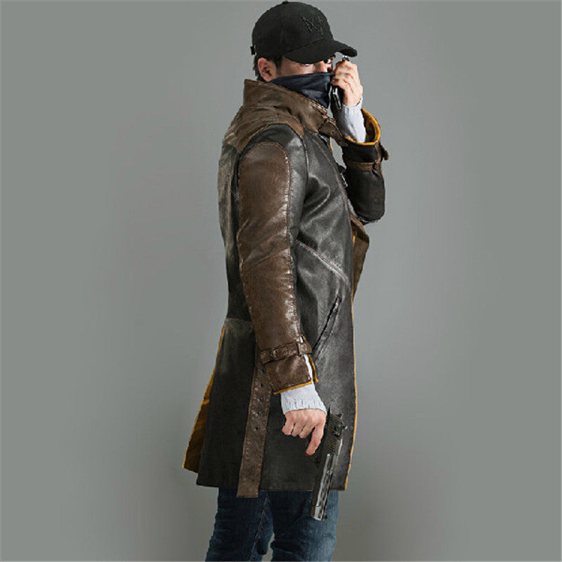 Watch Dogs Cosplay Costume Faux Leather Jacket Custom Made