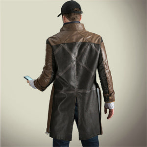 Watch Dogs Cosplay Costume Faux Leather Jacket Custom Made