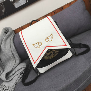 Card Captor SAKURA Kawaii Backpack Cardcaptor Sakura School Bags Lolita Backpack With Angel Wings