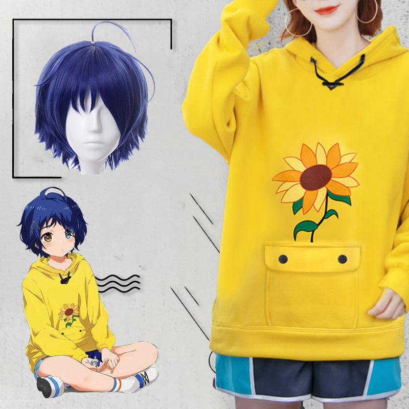 Wonder Egg Priority Ohto Ai Hoodie Pullover Anime Cosplay Costumes Yellow Sweatshirt Shorts Wig Sock Hairpin Suit